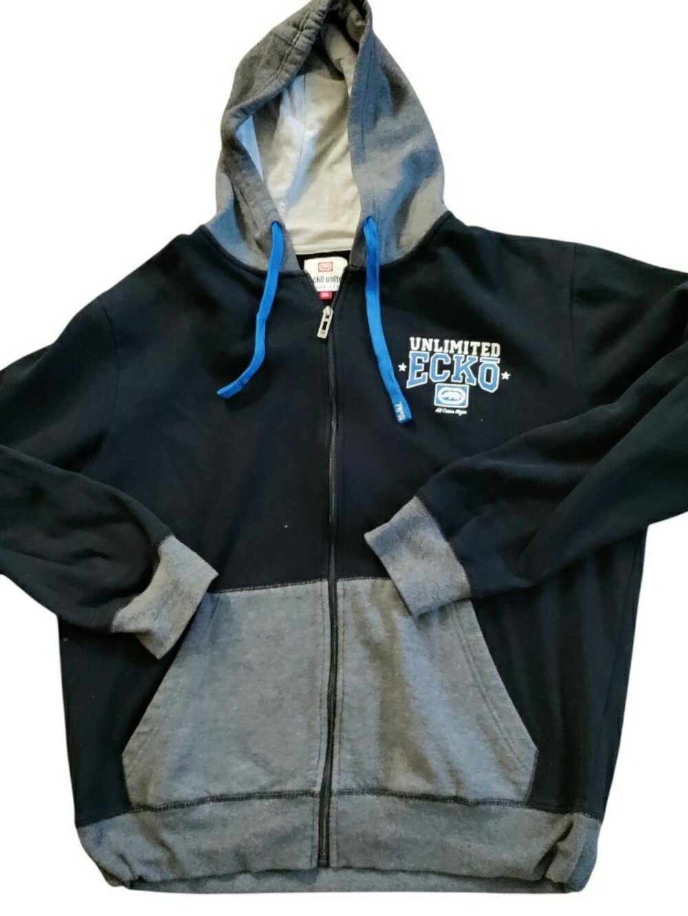Y2K Ecko Unltd Full Zip Hoodie sweatshirt Logo Graphic Fleece Knit